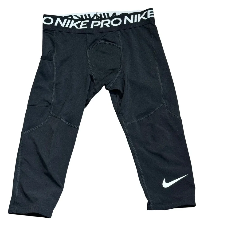 NIKE‎ Big Kids Boys Small Black Pro Dri-FIT Training 3/4 Tights Compression